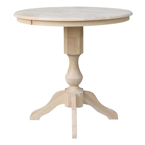 International Concepts Round 36 in Round Top Pedestal Table, 40.9 inH, Unfinished, 36 in W, 36 in L, 40.9 in H, Wood - K-36RT-11P-2