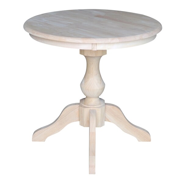 International Concepts Round 30 in Round Top Pedestal Table, 28.9 inH, Unfinished, 30 in W, 30 in L, 28.9 in H, Wood - K-30RT-11B