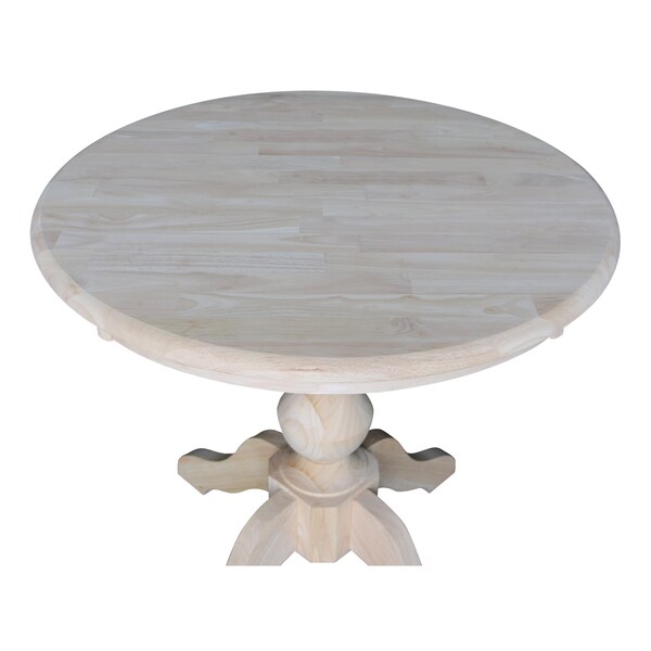 International Concepts Round 30 in Round Top Pedestal Table, 28.9 inH, Unfinished, 30 in W, 30 in L, 28.9 in H, Wood - K-30RT-11B