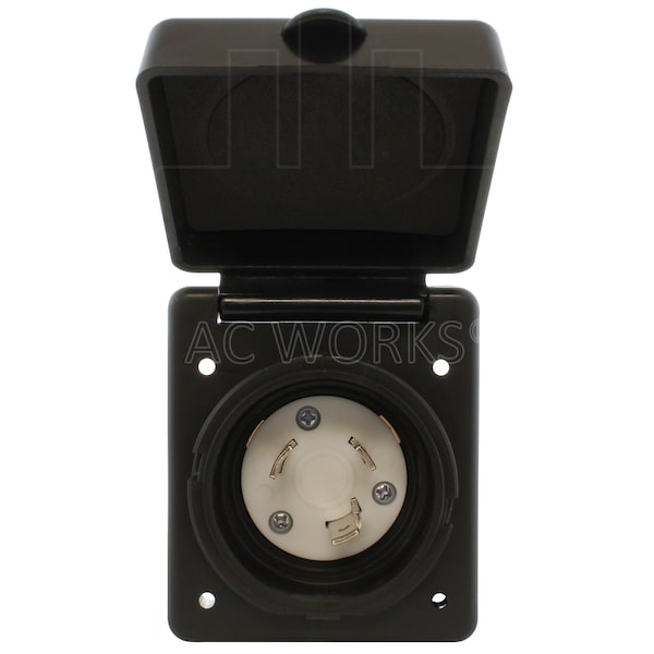 Ac Works 30A 125V L5-30P RV/Marine Power Input Inlet in Black With Cover - RVINL530-BK