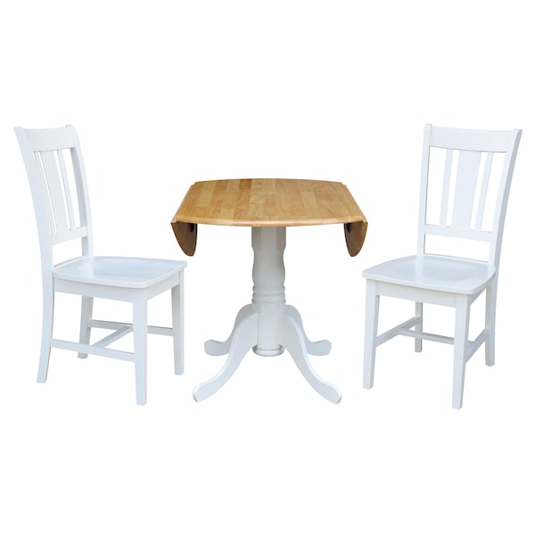 International Concepts 42 in. Dual Drop Leaf Table with 2 Splat Back Dining Chairs - 3 Piece Dining Set - K02-42DP-C08-10P