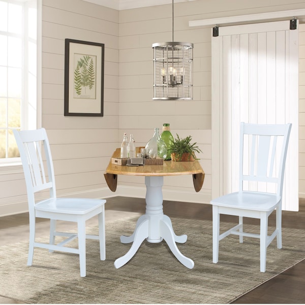 International Concepts 42 in. Dual Drop Leaf Table with 2 Splat Back Dining Chairs - 3 Piece Dining Set - K02-42DP-C08-10P