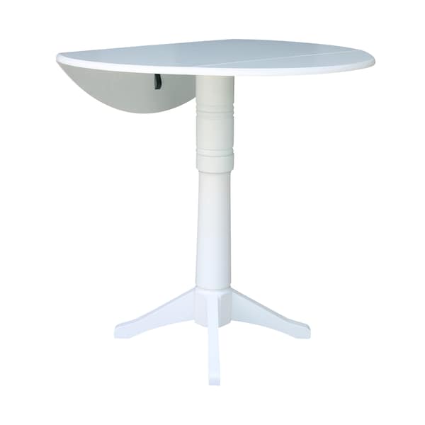 International Concepts Round 42, Round dual drop Leaf Pedestal Table, 42.3  inH, White, 42 in W, 42 in L, 42.3 in H, Wood - K08-42DPT-27B-6B-2