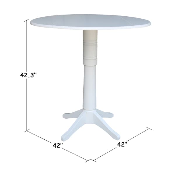 International Concepts Round 42, Round dual drop Leaf Pedestal Table, 42.3  inH, White, 42 in W, 42 in L, 42.3 in H, Wood - K08-42DPT-27B-6B-2