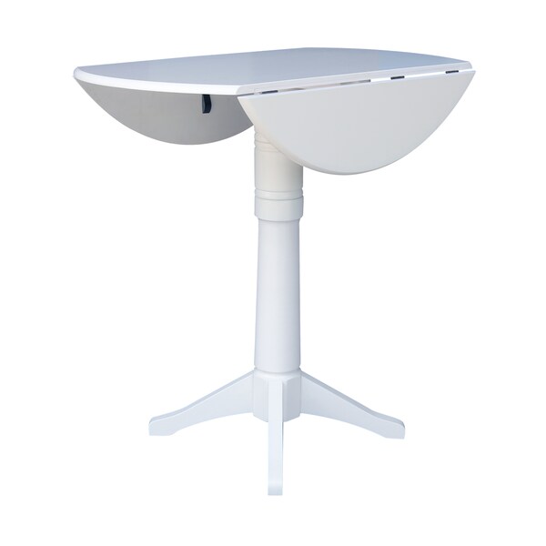 International Concepts Round 42, Round dual drop Leaf Pedestal Table, 42.3  inH, White, 42 in W, 42 in L, 42.3 in H, Wood - K08-42DPT-27B-6B-2