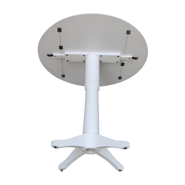 International Concepts Round 42, Round dual drop Leaf Pedestal Table, 42.3  inH, White, 42 in W, 42 in L, 42.3 in H, Wood - K08-42DPT-27B-6B-2