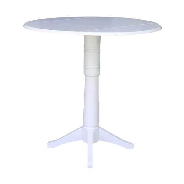 International Concepts Round 42, Round dual drop Leaf Pedestal Table, 42.3  inH, White, 42 in W, 42 in L, 42.3 in H, Wood - K08-42DPT-27B-6B-2