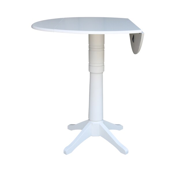 International Concepts Round 42, Round dual drop Leaf Pedestal Table, 42.3  inH, White, 42 in W, 42 in L, 42.3 in H, Wood - K08-42DPT-27B-6B-2