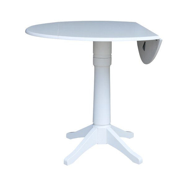 International Concepts Round 42, Round dual drop Leaf Pedestal Table, 42.3  inH, White, 42 in W, 42 in L, 42.3 in H, Wood - K08-42DPT-27B-6B-2