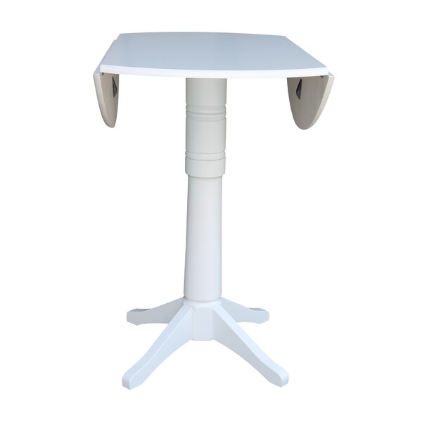 International Concepts Round 42, Round dual drop Leaf Pedestal Table, 42.3  inH, White, 42 in W, 42 in L, 42.3 in H, Wood - K08-42DPT-27B-6B-2