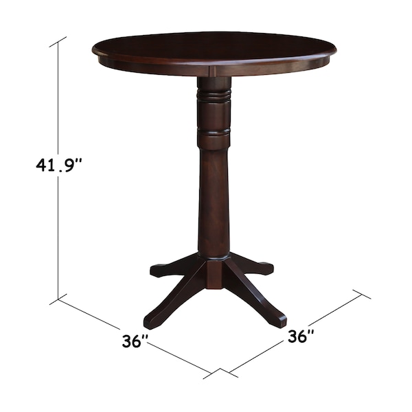 International Concepts Round 36 in Round Top Pedestal Table, 40.9 inH, Rich Mocha, 36 in W, 36 in L, 40.9 in H, Wood - K15-36RT-27B-6B-2