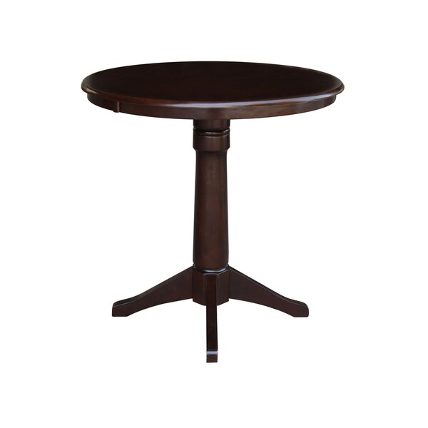 International Concepts Round 36 in Round Top Pedestal Table, 40.9 inH, Rich Mocha, 36 in W, 36 in L, 40.9 in H, Wood - K15-36RT-27B-6B-2