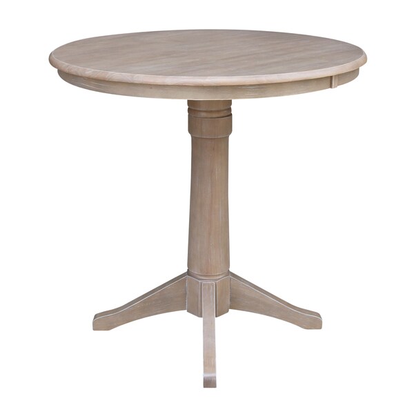 International Concepts Round 36 in Round Top Pedestal Table, 40.9 inH, Washed Gray Taupe, 36 in W, 36 in L, 41.9 in H - K09-36RT-27B-6B-2