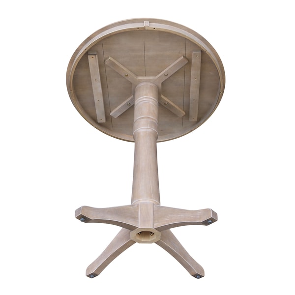 International Concepts Round 36 in Round Top Pedestal Table, 40.9 inH, Washed Gray Taupe, 36 in W, 36 in L, 41.9 in H - K09-36RT-27B-6B-2