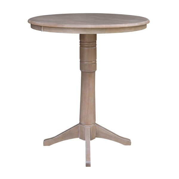 International Concepts Round 36 in Round Top Pedestal Table, 40.9 inH, Washed Gray Taupe, 36 in W, 36 in L, 41.9 in H - K09-36RT-27B-6B-2