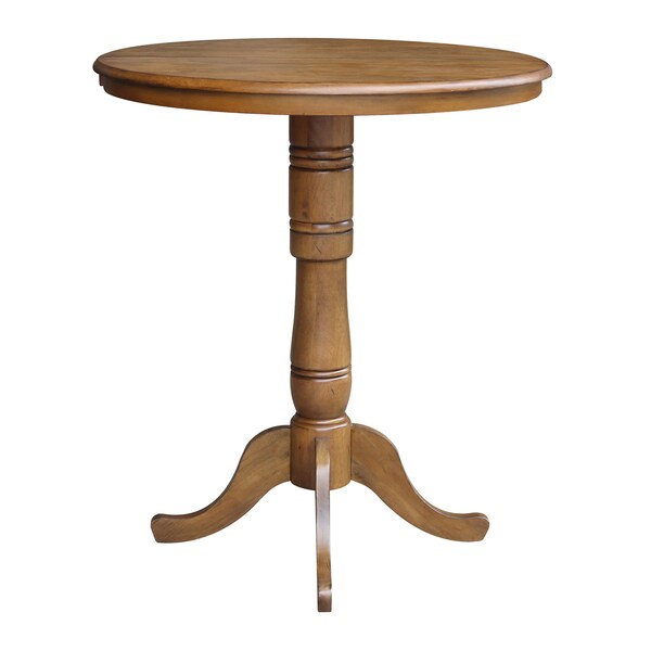 International Concepts Round 36 in Rd Top Pedestal Table, 12 in Leaf, 40.9 inH, Adjustable Height, Pecan, 36 in W, 48 in L - K59-36RXT-6B-2
