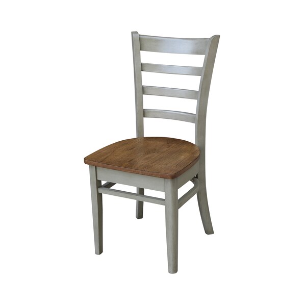 International Concepts Round 42 in Dual Drop Leaf Table, 2 Emily Side Chairs, Hickory/Stone, 42 in W, 42 in L, 29.5 in H - K41-42DP-C617P
