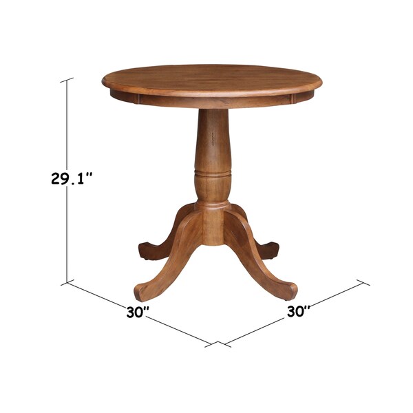 International Concepts Round 30 in Round Top Pedestal Table, 29.1 inHeight, Distressed Oak, 30 in W, 30 in L, 29.1 in H - K42-30RT