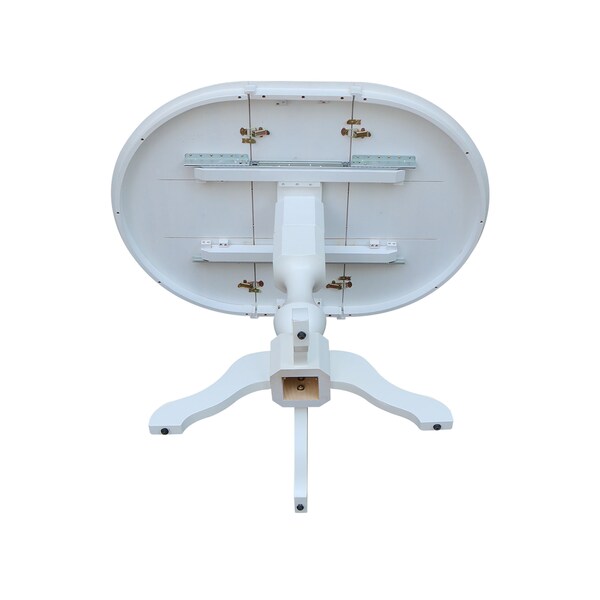 International Concepts Round 36 in Rd Top Pedestal Table, 12 in Leaf, 28.9 inH, Dining Height, White, 36 in W, 48 in L - K08-36RXT