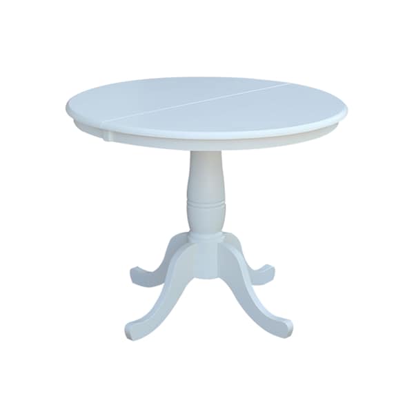 International Concepts Round 36 in Rd Top Pedestal Table, 12 in Leaf, 28.9 inH, Dining Height, White, 36 in W, 48 in L - K08-36RXT