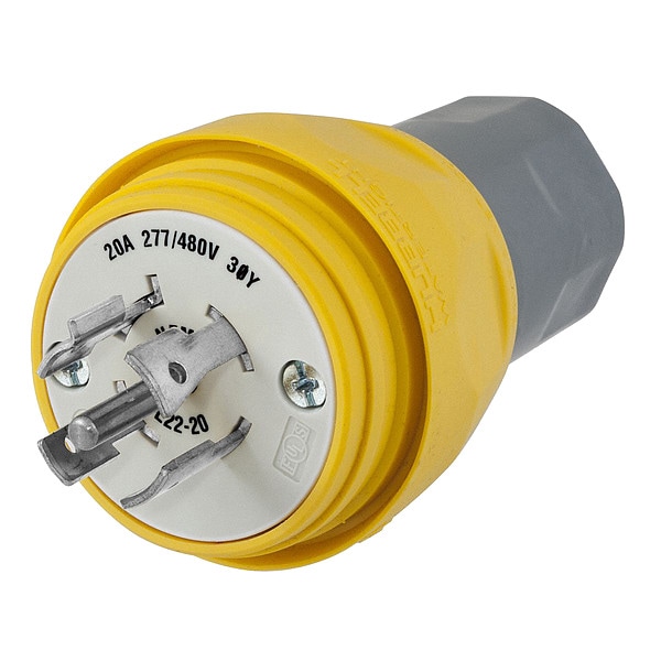 Hubbell 20A Watertight Locking Plug 4P 5W 277/480VAC - HBL26W82