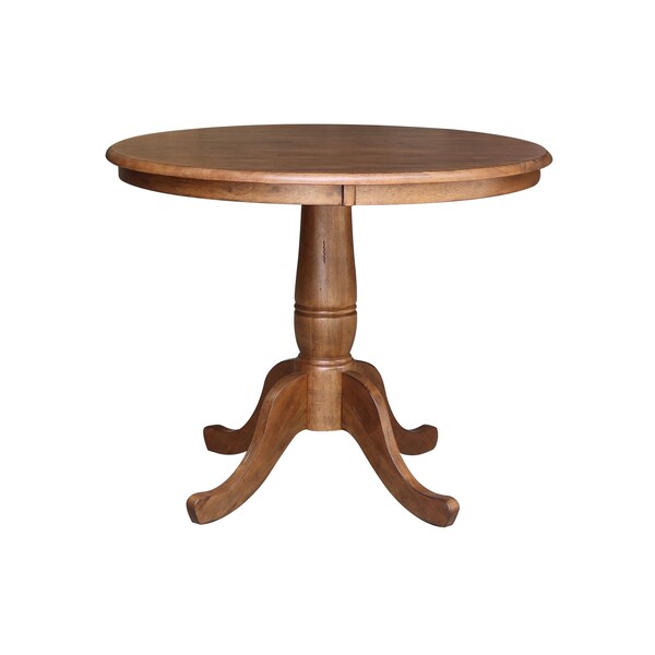 International Concepts 36 in. Round Top Pedestal Dining Table with 2 Madrid LadderBack Chairs - 3 Piece Dining Set - K42-36RT-C2-2