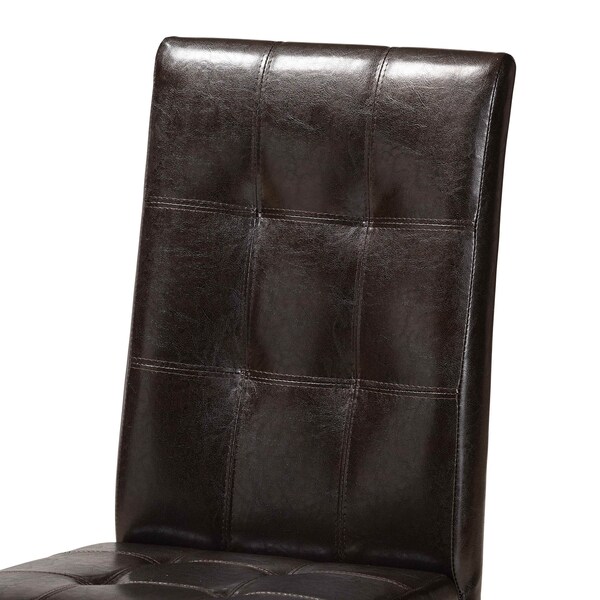 Baxton Studio Marie Dark Brown Upholstered and Finished Wood 7-Piece Dining Set - 170-8030-10894
