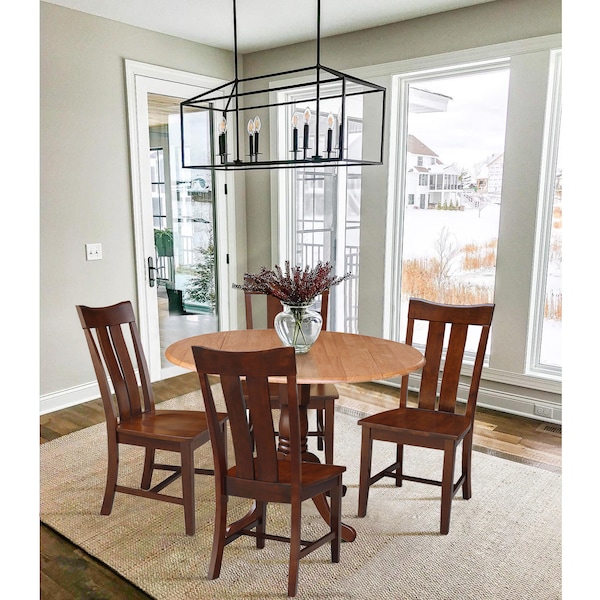 International Concepts 42 in. Dual Drop Leaf Table with 4 Splat Back Dining Chairs - 5 Piece Dining Set - K58-42DP-C581-13-4