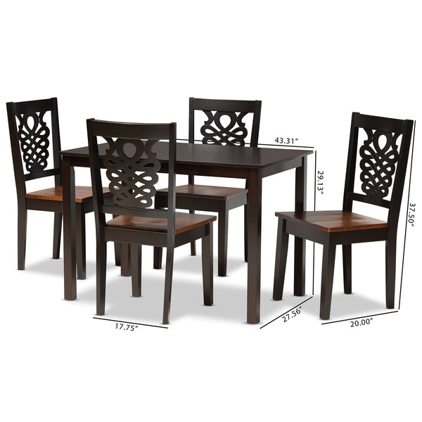 Baxton Studio Luisa Modern and Contemporary Two-Tone Dark Brown and Walnut Brown Finished Wood 5-Piece Dining Set - 178-11384-8026-ZORO