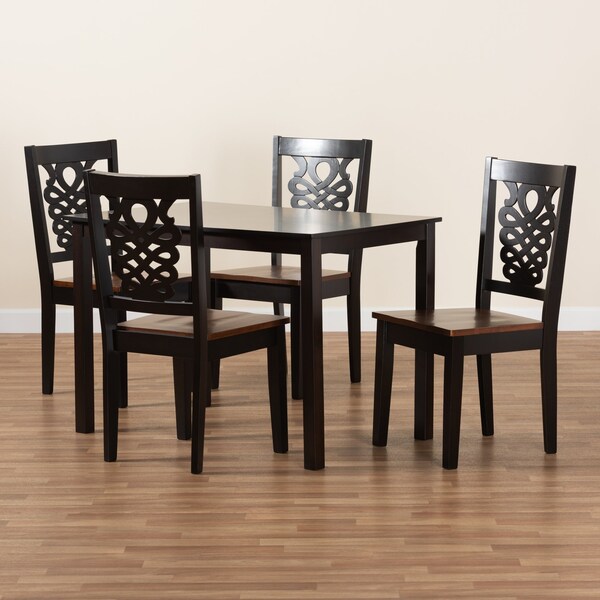 Baxton Studio Luisa Modern and Contemporary Two-Tone Dark Brown and Walnut Brown Finished Wood 5-Piece Dining Set - 178-11384-8026-ZORO
