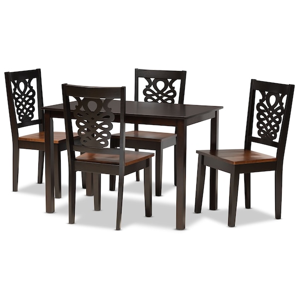 Baxton Studio Luisa Modern and Contemporary Two-Tone Dark Brown and Walnut Brown Finished Wood 5-Piece Dining Set - 178-11384-8026-ZORO