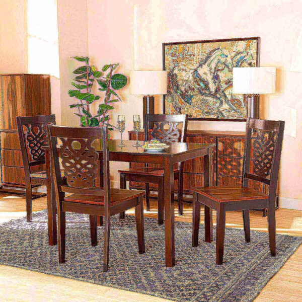 Baxton Studio Luisa Modern and Contemporary Two-Tone Dark Brown and Walnut Brown Finished Wood 5-Piece Dining Set - 178-11384-8026-ZORO