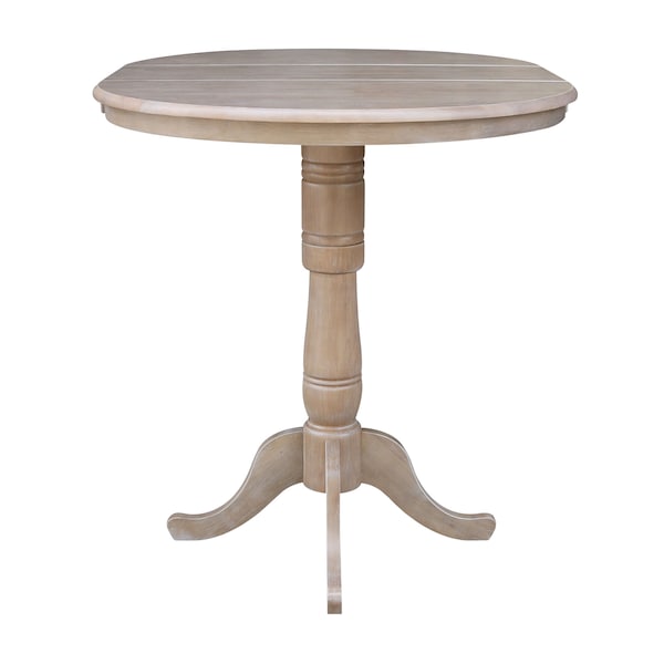 International Concepts Round 36 in Rd Top Pedestal Table, 12 in Leaf, 40.9 inH, Adjust Ht, Washed Gray Taupe, 36 in W, 48 in L - K09-36RXT-6B-2