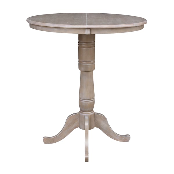 International Concepts Round 36 in Rd Top Pedestal Table, 12 in Leaf, 40.9 inH, Adjust Ht, Washed Gray Taupe, 36 in W, 48 in L - K09-36RXT-6B-2