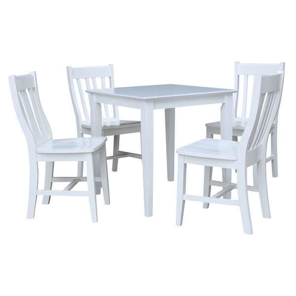 International Concepts Square 30 in x 30 in Dining Table with 4 Chairs, White, 30 in W, 30 in L, 30 in H, Wood, White - K08-3030-C61-4