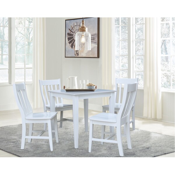 International Concepts Square 30 in x 30 in Dining Table with 4 Chairs, White, 30 in W, 30 in L, 30 in H, Wood, White - K08-3030-C61-4
