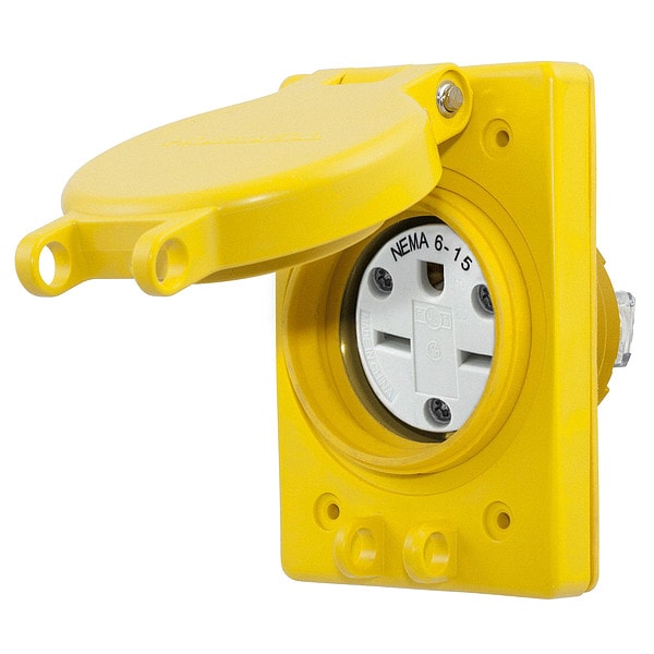 Hubbell 15A Watertight Receptacle, 6-15R, 250V - HBL60W49