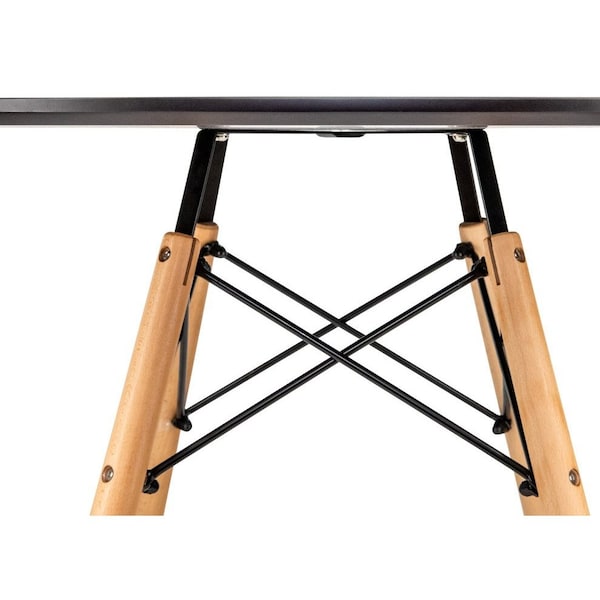Leisuremod Round 31.5 in W, 30 in L, MDF/Iron/Steel/Solid Wood, Black - EP31BLR