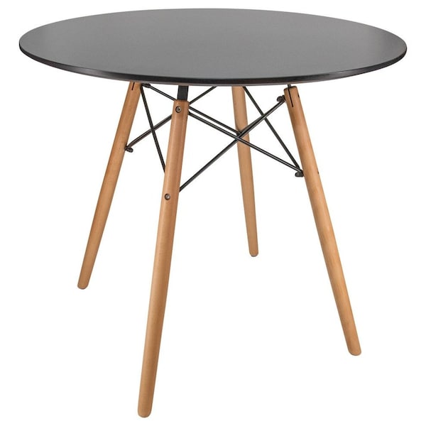Leisuremod Round 31.5 in W, 30 in L, MDF/Iron/Steel/Solid Wood, Black - EP31BLR