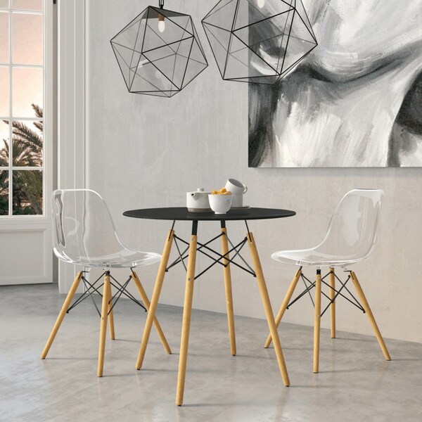 Leisuremod Round 31.5 in W, 30 in L, MDF/Iron/Steel/Solid Wood, Black - EP31BLR