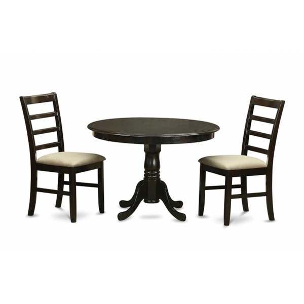 East West Furniture 3 Piece Small Kitchen Table Set-Dining Table and 2 Dinette Chairs - HLPF3-CAP-C