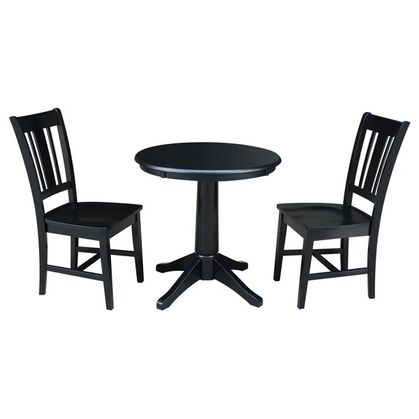International Concepts Round 30 in Round Top Pedestal Table, with 2 San Remo Chairs, Black, 30 in W, 30 in L, 29.9 in H - K46-30RT-27B-C10-2