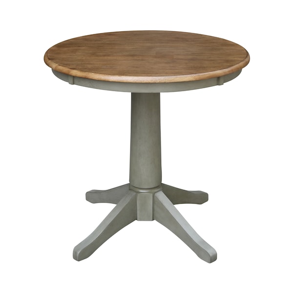 International Concepts Round 30 in Rd Top Pedestal Table, 2 San Remo Chairs, Hickory/Stone, 30 in W, 30 in L, 29.9 in H - K41-30RT-27B-C10-2