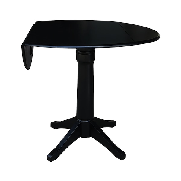 International Concepts Round 42 in Round Dual Drop Leaf Pedestal Table, 42.3 inH, Black, 42 in W, 42 in L, 42.3 in H, Wood - K46-42DPT-27B-6B-2