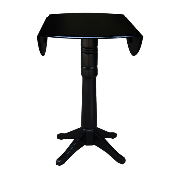 International Concepts Round 42 in Round Dual Drop Leaf Pedestal Table, 42.3 inH, Black, 42 in W, 42 in L, 42.3 in H, Wood - K46-42DPT-27B-6B-2