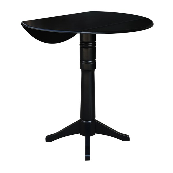 International Concepts Round 42 in Round Dual Drop Leaf Pedestal Table, 42.3 inH, Black, 42 in W, 42 in L, 42.3 in H, Wood - K46-42DPT-27B-6B-2