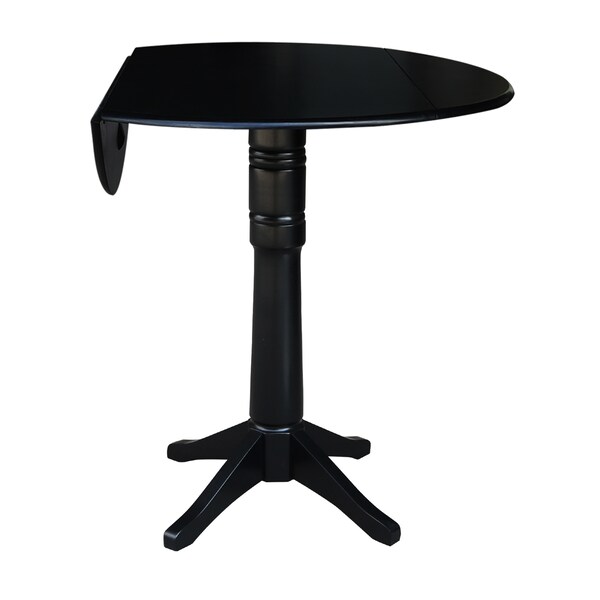 International Concepts Round 42 in Round Dual Drop Leaf Pedestal Table, 42.3 inH, Black, 42 in W, 42 in L, 42.3 in H, Wood - K46-42DPT-27B-6B-2