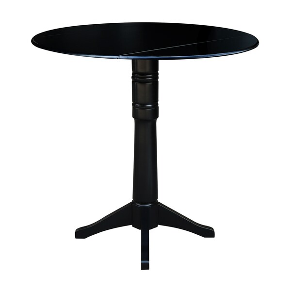 International Concepts Round 42 in Round Dual Drop Leaf Pedestal Table, 42.3 inH, Black, 42 in W, 42 in L, 42.3 in H, Wood - K46-42DPT-27B-6B-2