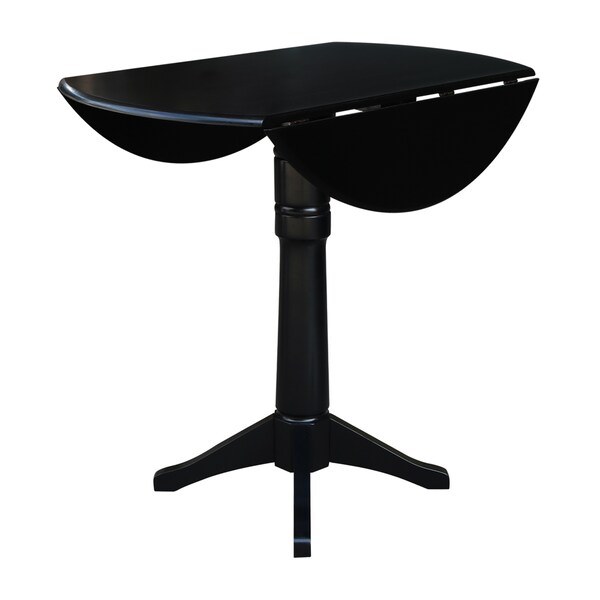 International Concepts Round 42 in Round Dual Drop Leaf Pedestal Table, 42.3 inH, Black, 42 in W, 42 in L, 42.3 in H, Wood - K46-42DPT-27B-6B-2