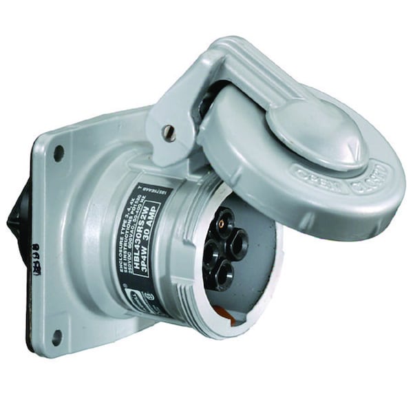 Hubbell Pin and Sleeve Receptacle, 30A, 600VAC - HBL430RS2W